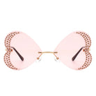Quixotia - Rimless Butterfly Heart Shape Tinted Fashion Women Sunglasses - Charming Charlie