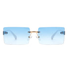 Jadesoul - Rectangle Retro Rimless Tinted Fashion Vintage Square Sunglasses - Charming Charlie