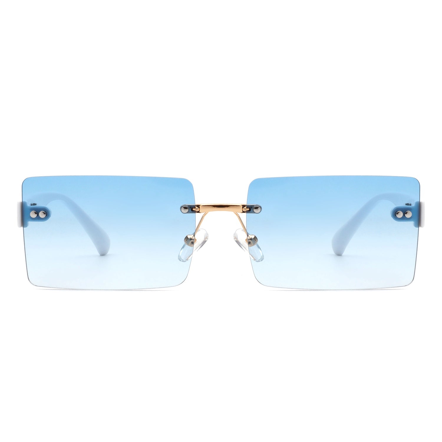 Jadesoul - Rectangle Retro Rimless Tinted Fashion Vintage Square Sunglasses - Charming Charlie