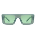 Lumos - Square Retro Two-Tone Thick Frame Flat-Top Sunglasses - Charming Charlie