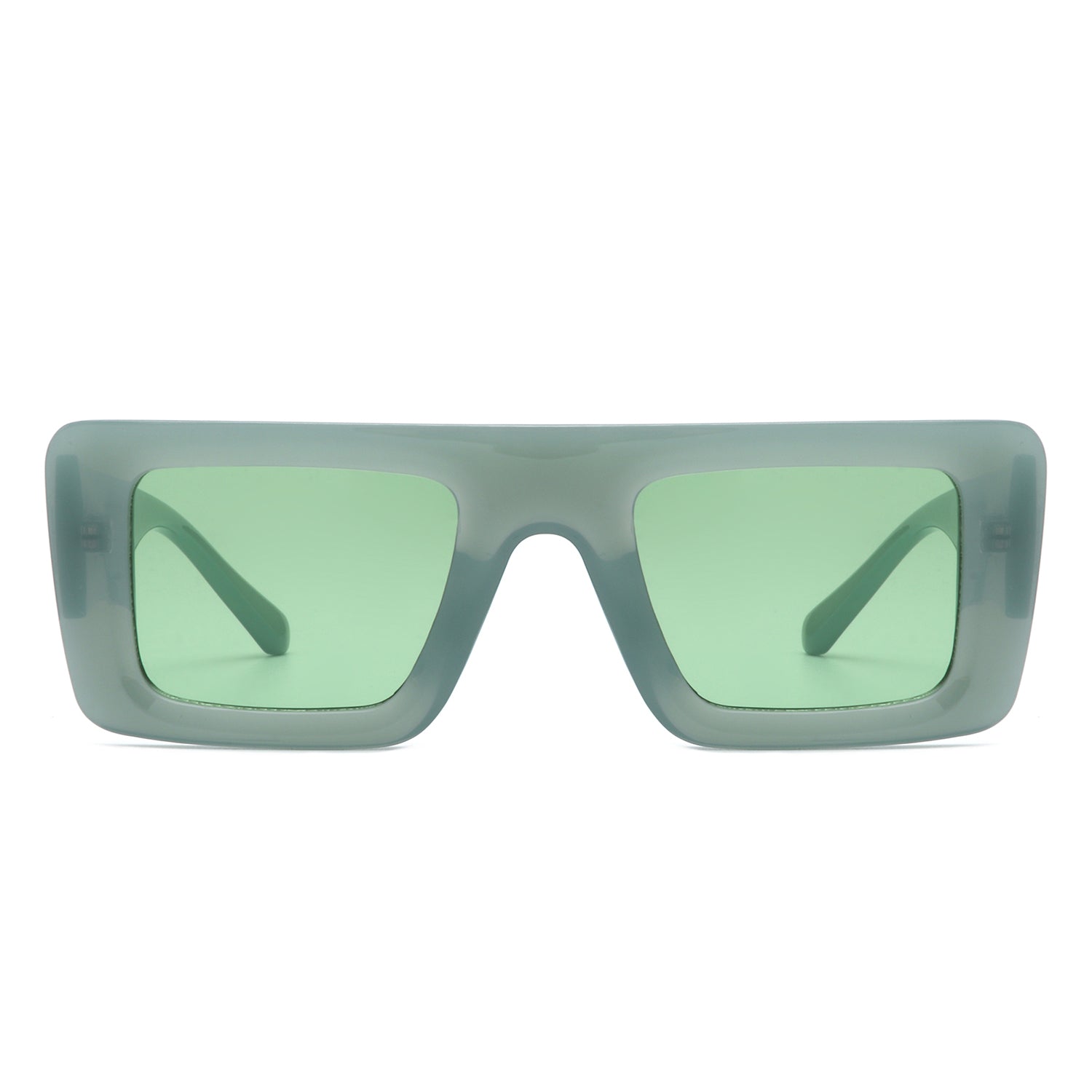 Lumos - Square Retro Two-Tone Thick Frame Flat-Top Sunglasses - Charming Charlie