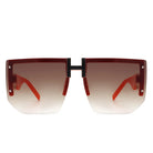 Kaelor - Square Oversized Flat Top Gradient Half Frame Sunglasses - Charming Charlie