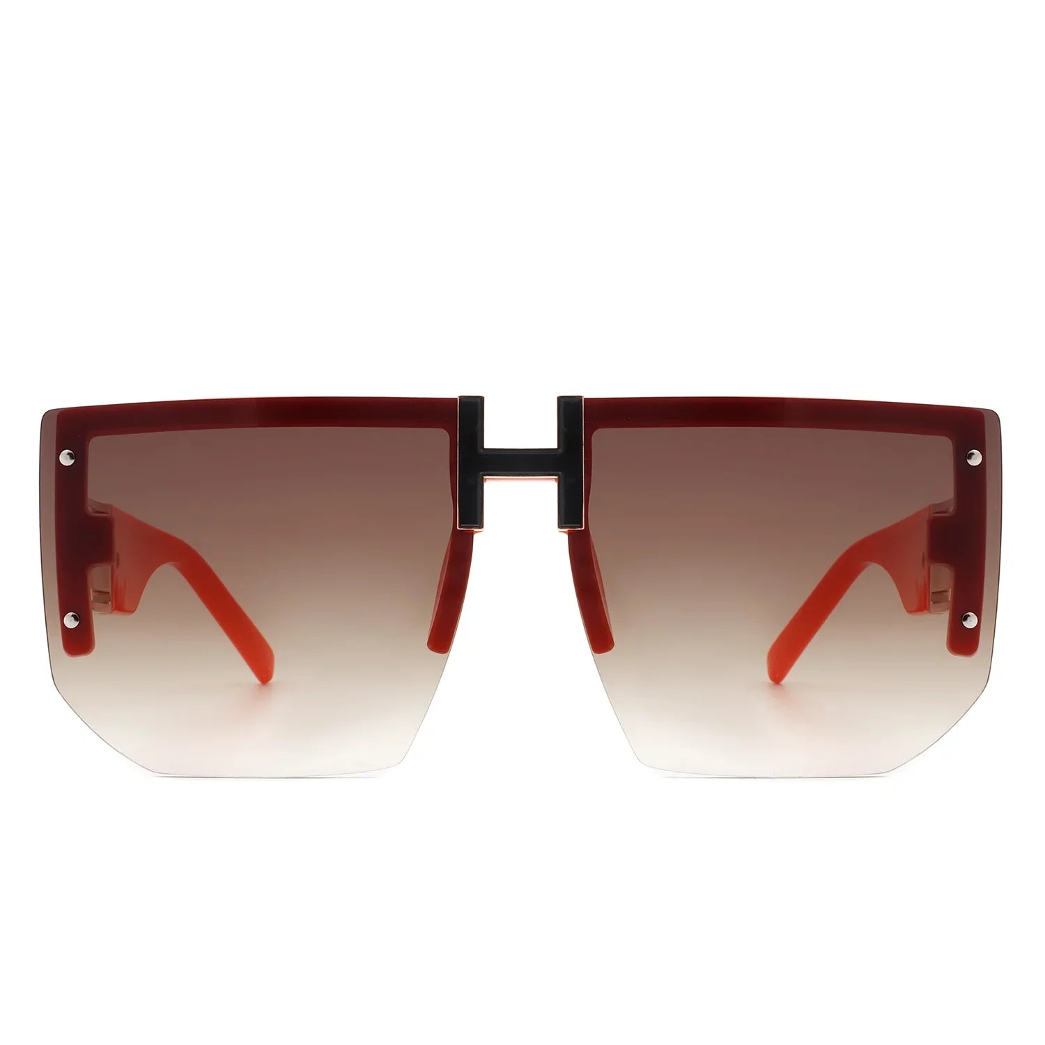 Kaelor - Square Oversized Flat Top Gradient Half Frame Sunglasses - Charming Charlie