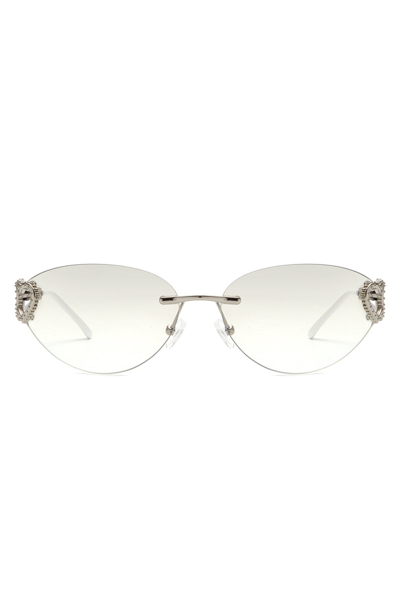 Myral - Women's Chic Frameless Oval Heart Designed Cat Eye Sunglasses - Charming Charlie