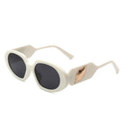 Glittera - Rectangle Retro Oval Chic Round Lens Leaf Design Fashion Sunglasses - Charming Charlie