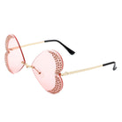 Quixotia - Rimless Butterfly Heart Shape Tinted Fashion Women Sunglasses - Charming Charlie