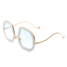 Xanadawn - Women Round Irregular Geometric Glitter Fashion Sunglasses - Charming Charlie