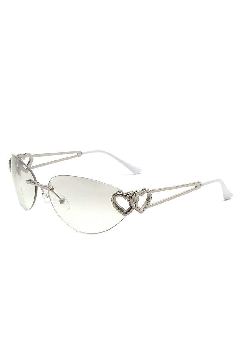 Myral - Women's Chic Frameless Oval Heart Designed Cat Eye Sunglasses - Charming Charlie