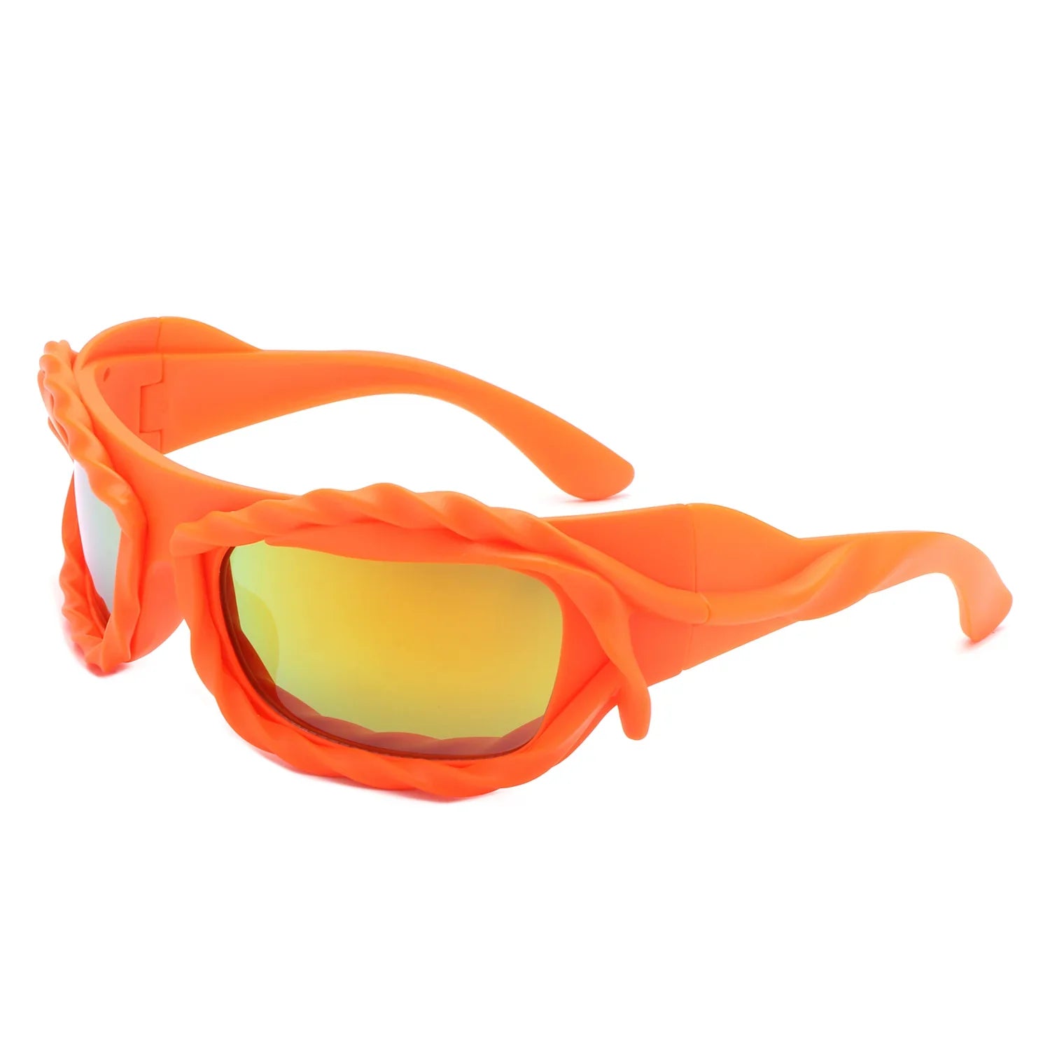 Riff - Rectangle Irregular Twisted Thick Frame Futuristic Sunglasses - Charming Charlie