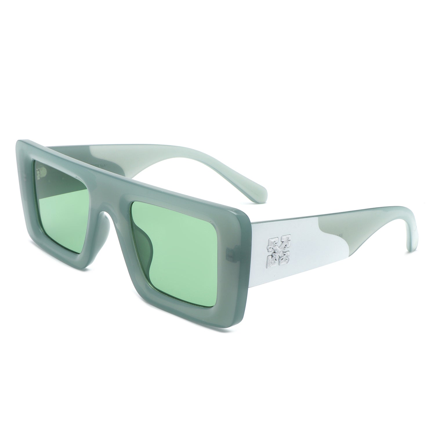 Lumos - Square Retro Two-Tone Thick Frame Flat-Top Sunglasses - Charming Charlie