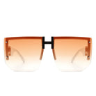 Kaelor - Square Oversized Flat Top Gradient Half Frame Sunglasses - Charming Charlie