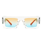 Lumos - Square Retro Two-Tone Thick Frame Flat-Top Sunglasses - Charming Charlie