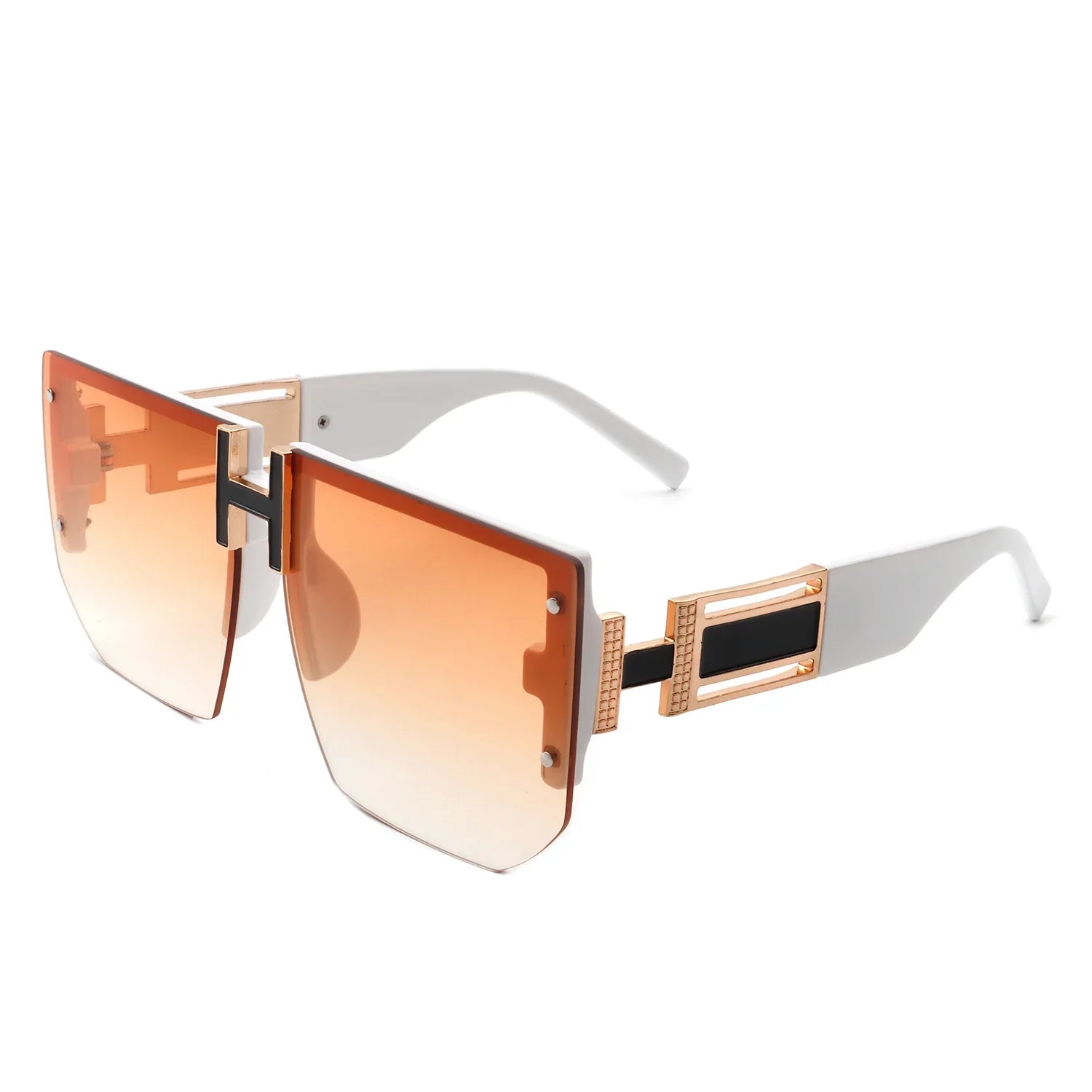 Kaelor - Square Oversized Flat Top Gradient Half Frame Sunglasses - Charming Charlie