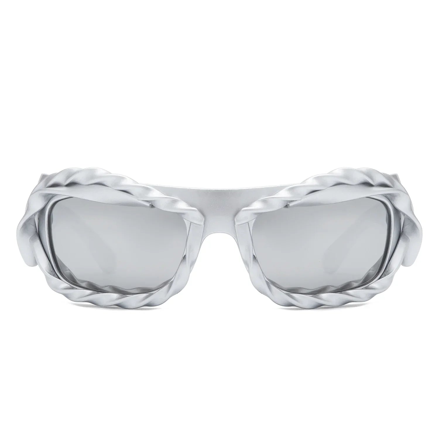 Riff - Rectangle Irregular Twisted Thick Frame Futuristic Sunglasses - Charming Charlie
