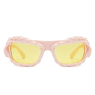 Riff - Rectangle Irregular Twisted Thick Frame Futuristic Sunglasses - Charming Charlie