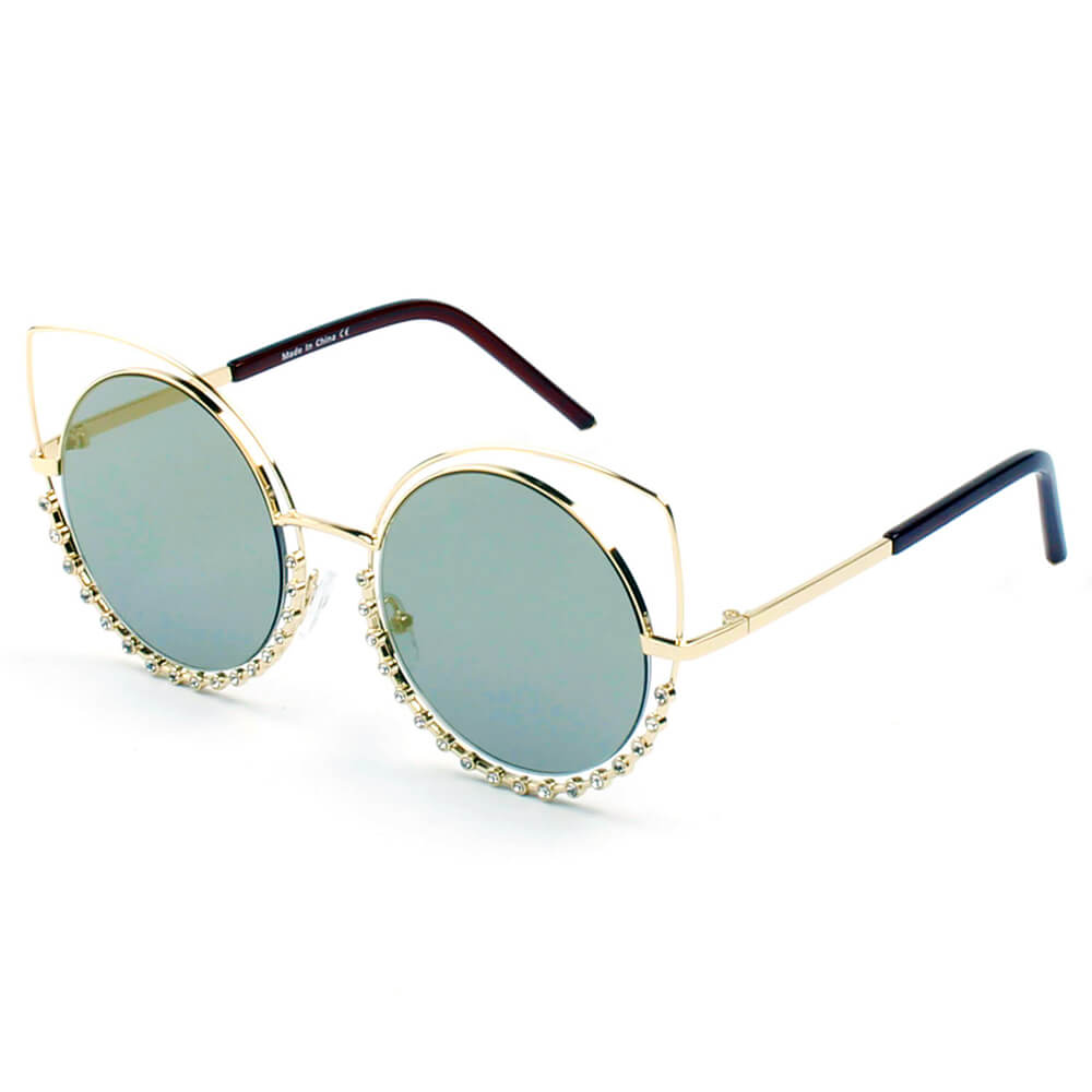 HOLLAND | A21 - Designer Pearl-Studded Cut-Out Cat Eye Princess Sunglasses - Cramilo Eyewear - Stylish Trendy Affordable Sunglasses Clear Glasses Eye Wear Fashion