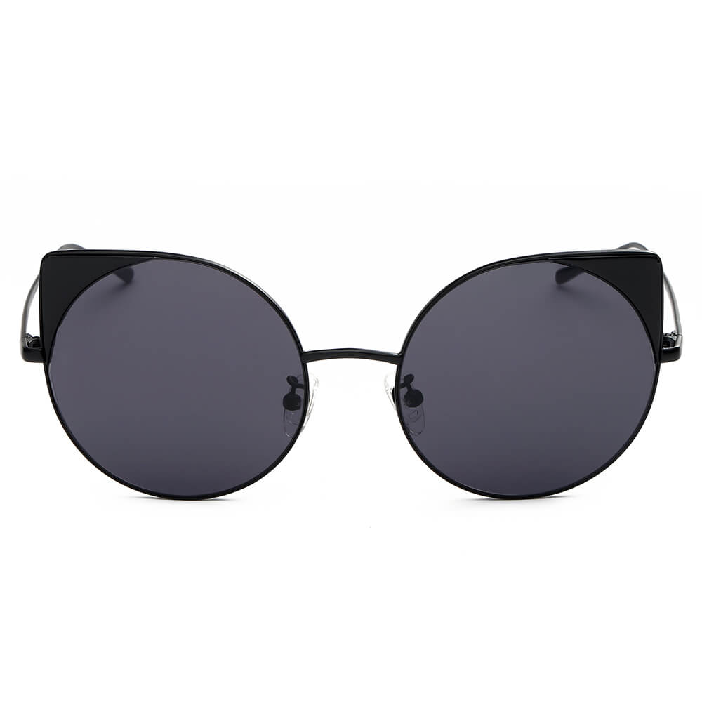 DUBLIN | CA03 - Women Mirrored Lens Round Cat Eye Sunglasses - Cramilo Eyewear - Stylish Trendy Affordable Sunglasses Clear Glasses Eye Wear Fashion