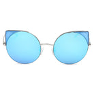 DUBLIN | CA03 - Women Mirrored Lens Round Cat Eye Sunglasses - Cramilo Eyewear - Stylish Trendy Affordable Sunglasses Clear Glasses Eye Wear Fashion