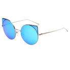 DUBLIN | CA03 - Women Mirrored Lens Round Cat Eye Sunglasses - Cramilo Eyewear - Stylish Trendy Affordable Sunglasses Clear Glasses Eye Wear Fashion