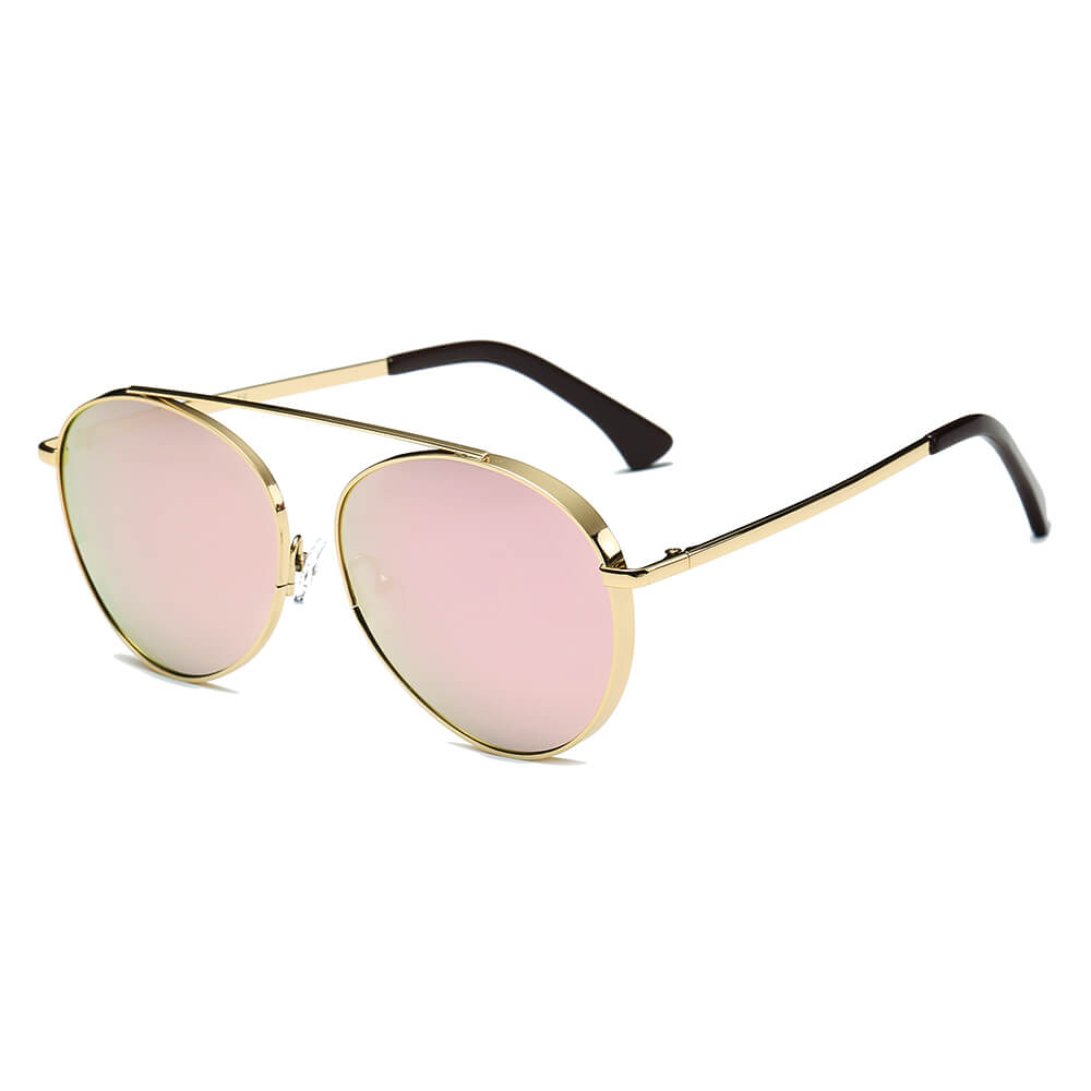 BETHEL | CA08 - Retro Mirrored Lens Teardrop Aviator Sunglasses - Cramilo Eyewear - Stylish Trendy Affordable Sunglasses Clear Glasses Eye Wear Fashion