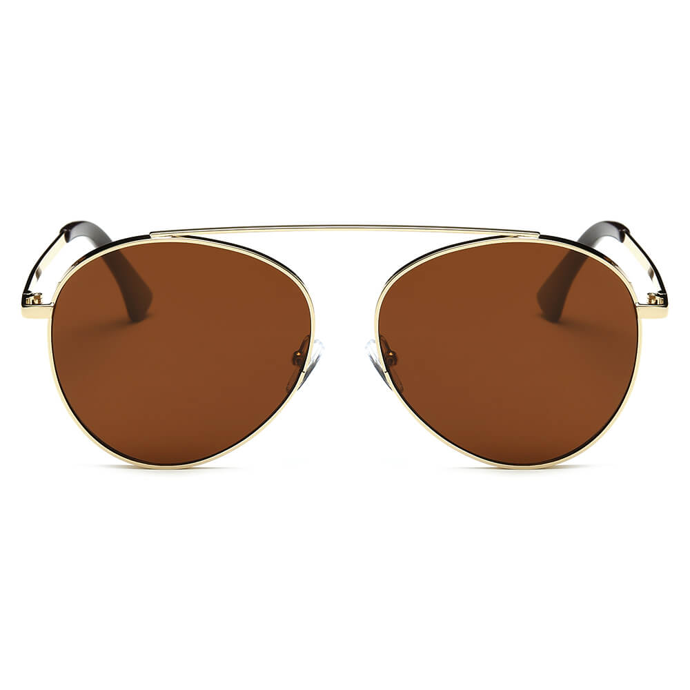 BETHEL | CA08 - Retro Mirrored Lens Teardrop Aviator Sunglasses - Cramilo Eyewear - Stylish Trendy Affordable Sunglasses Clear Glasses Eye Wear Fashion