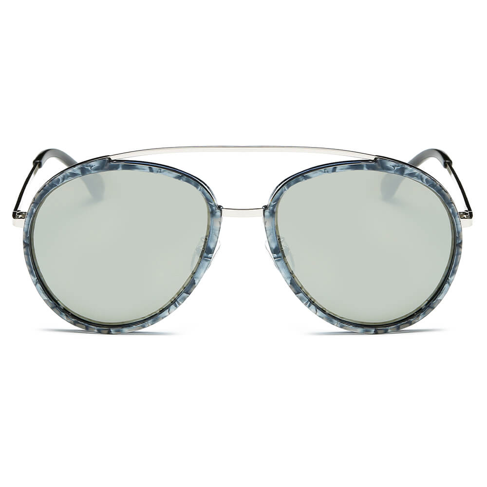 FARMINDALE | CA13 - Polarized Circle Round Brow-Bar Fashion Sunglasses - Cramilo Eyewear - Stylish Trendy Affordable Sunglasses Clear Glasses Eye Wear Fashion