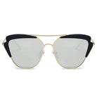 GALVESTON | CD11 - Women's Brow Bar Mirrored Lens Cat Eye Sunglasses - Cramilo Eyewear - Stylish Trendy Affordable Sunglasses Clear Glasses Eye Wear Fashion