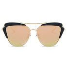 GALVESTON | CD11 - Women's Brow Bar Mirrored Lens Cat Eye Sunglasses - Cramilo Eyewear - Stylish Trendy Affordable Sunglasses Clear Glasses Eye Wear Fashion