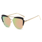 GALVESTON | CD11 - Women's Brow Bar Mirrored Lens Cat Eye Sunglasses - Cramilo Eyewear - Stylish Trendy Affordable Sunglasses Clear Glasses Eye Wear Fashion