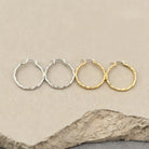 Silver and Gold Faceted Hoop Earrings - Charming Charlie