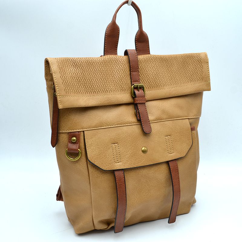 Long Lasting Vintage Leather Backpack Laptop Messenger Bag - Backpacks