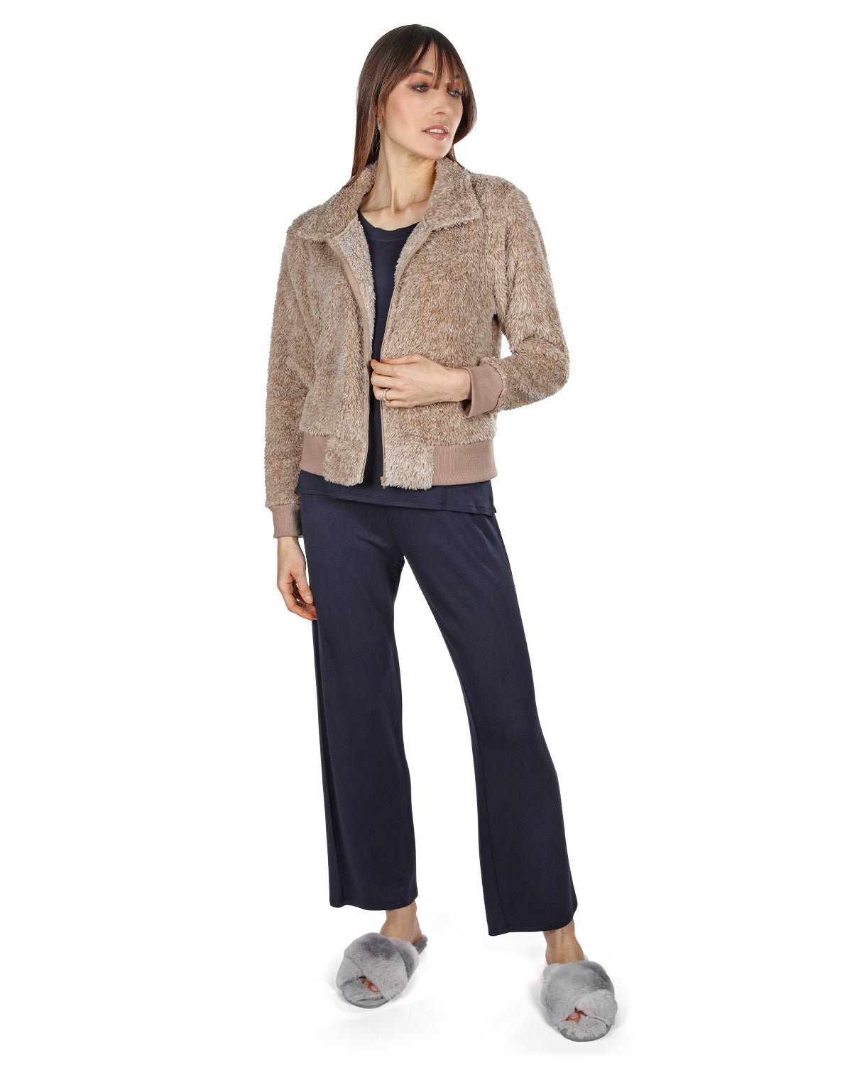 Women's Plush Zippered Front Warm and Cozy Jacket - Charming Charlie