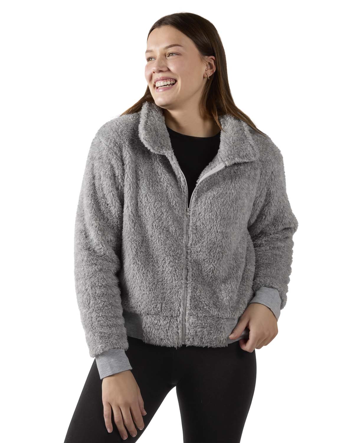 Women's Plush Zippered Front Warm and Cozy Jacket - Charming Charlie