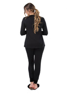 Women's Velvet Racing Stripe Trim Long Sleeve Pajama Set - Charming Charlie