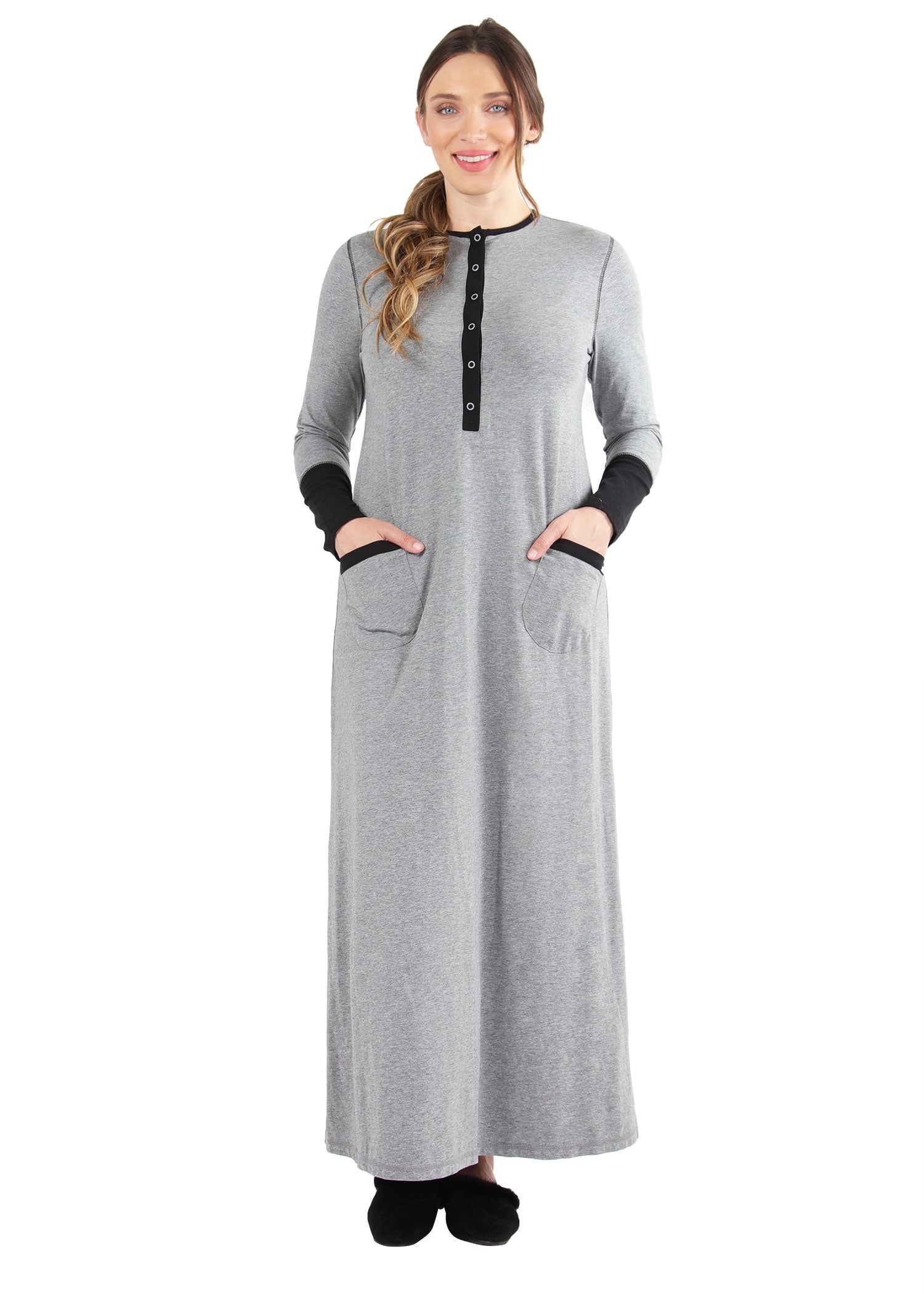 Women's Iris Cotton Blend Contrast Full-Length Gown