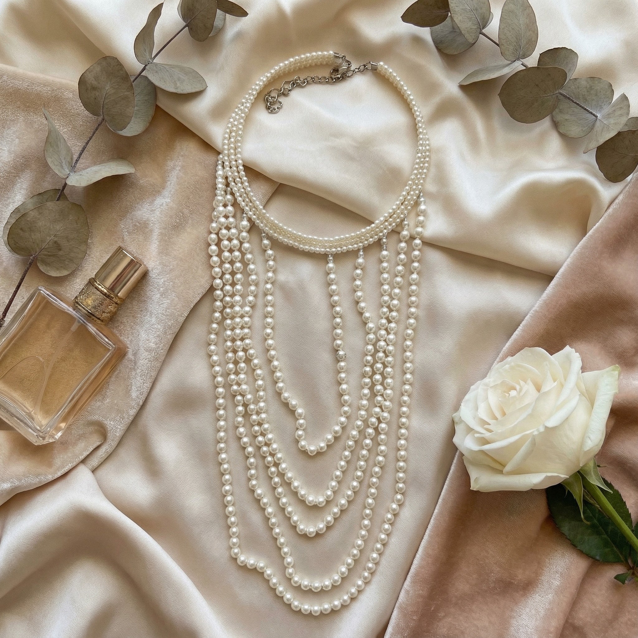Cascading Multi-Strand Pearl Necklace with Silver-Tone Clasp - Charming Charlie