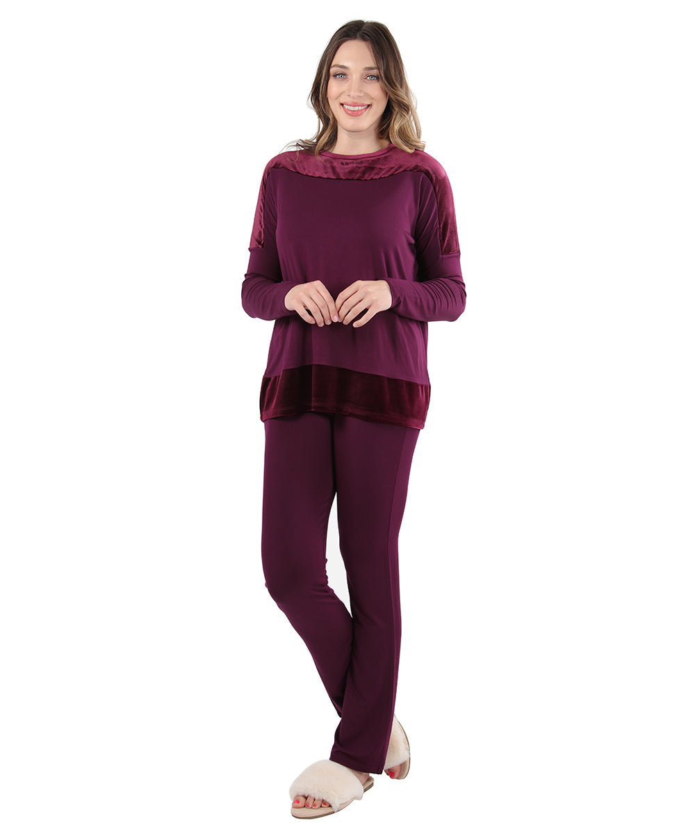 Women's Velour Luxe Frosted Trim Ultra-Soft Pajama Set