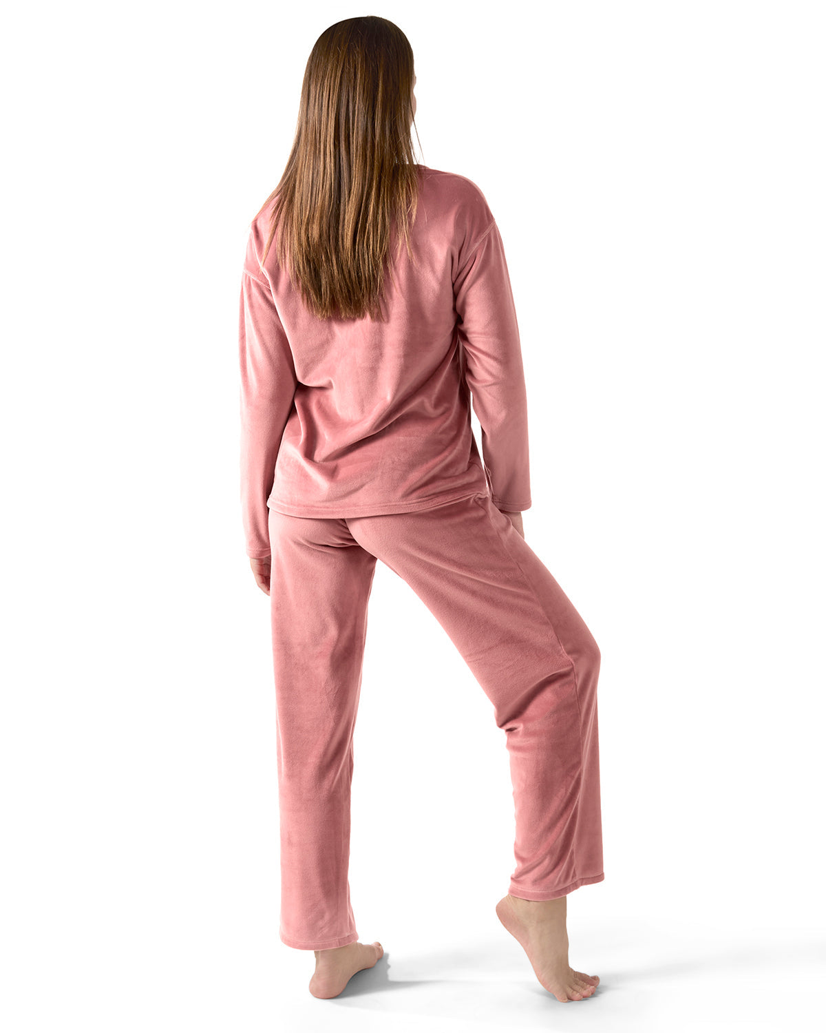 2 Piece Women's Velour V-Neck Sweatshirt Lounge Set - Charming Charlie