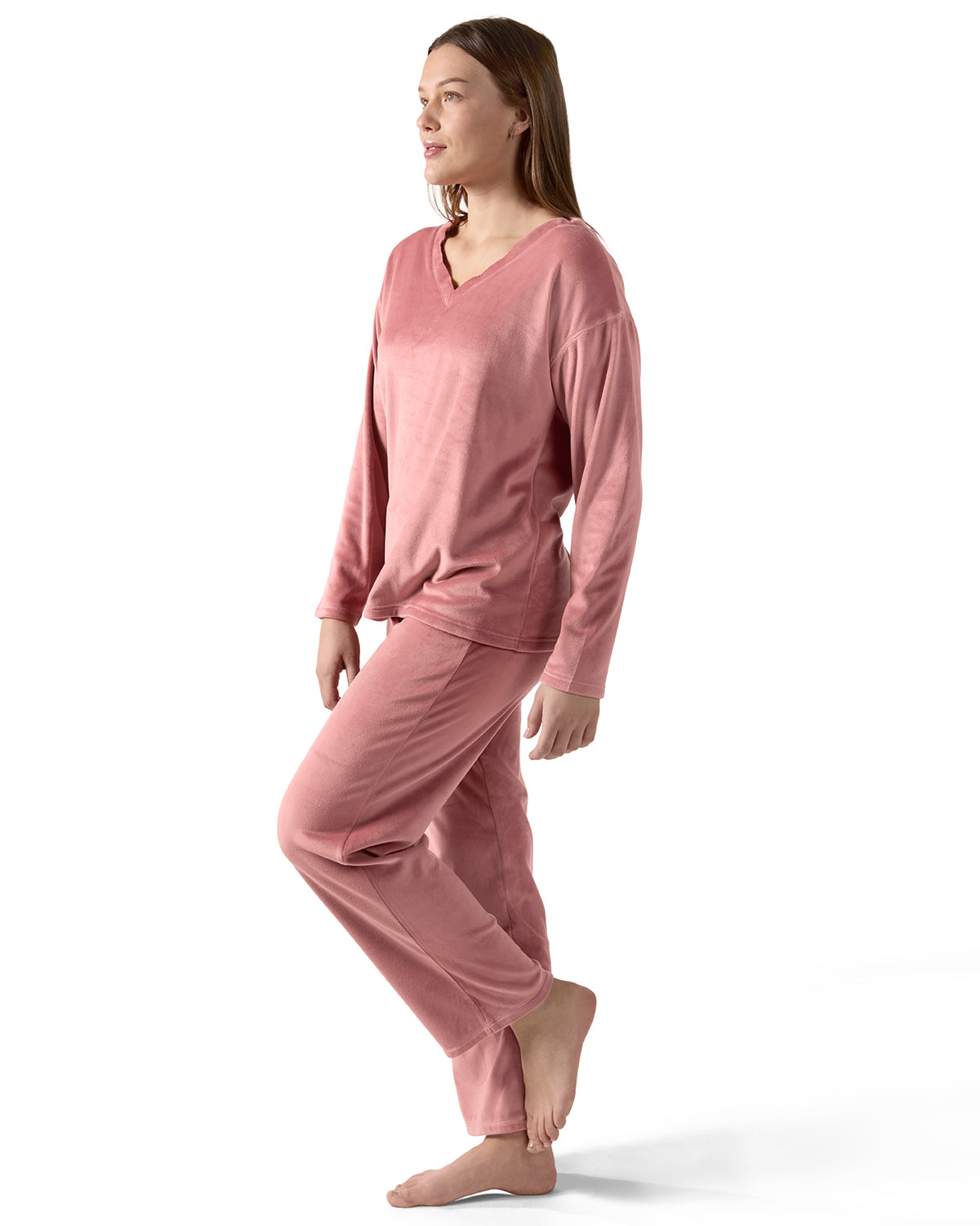 2 Piece Women's Velour V-Neck Sweatshirt Lounge Set - Charming Charlie