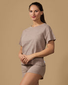 Women's Relaxed Fit 100% Cotton Slub Knit Short Set - Charming Charlie