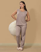 Women's Relaxed Fit 100% Cotton Slub Knit Pants and T-Shirt Set - Charming Charlie