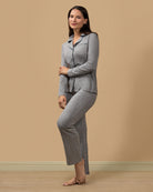 Women's Notch Collar Cotton Blend Pant Pajama Set - Charming Charlie
