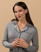 Women's Notch Collar Cotton Blend Pant Pajama Set - Charming Charlie