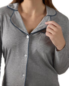 Women's Notch Collar Cotton Blend Pant Pajama Set - Charming Charlie