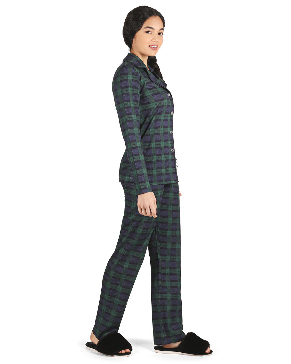 Women's Plaid Notch Collar Two-Piece PJ Set In a Bag - Charming Charlie