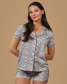 Women's Snake Notch Collar Cotton Blend Pajama Set - Charming Charlie