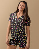 Women's Cocktail Notch Collar Cotton Blend Pajama Set - Charming Charlie