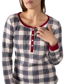 Women's Henley Plaid Cotton Blend Pajama Set - Charming Charlie