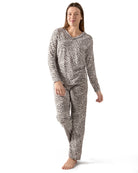 Women's Leopard Print Cotton Blend Pajama Set - Charming Charlie