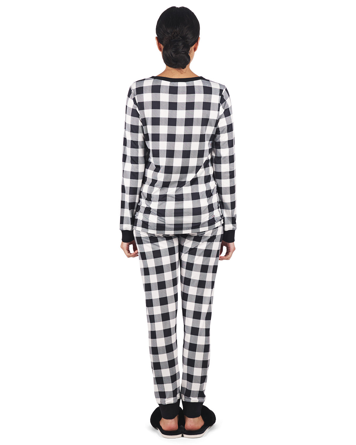 Women's Henley Buffalo Plaid Long Sleeve Pajama Set - Charming Charlie